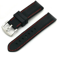 Ricardo Fermo, silicone strap, black with red stitching, silver clasp