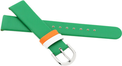 Children's Leather Strap 16 mm, Green, Silver Buckle