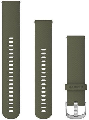 Garmin Strap Quick Release 20mm, silicone green, silver clasp (+ elongated part)
