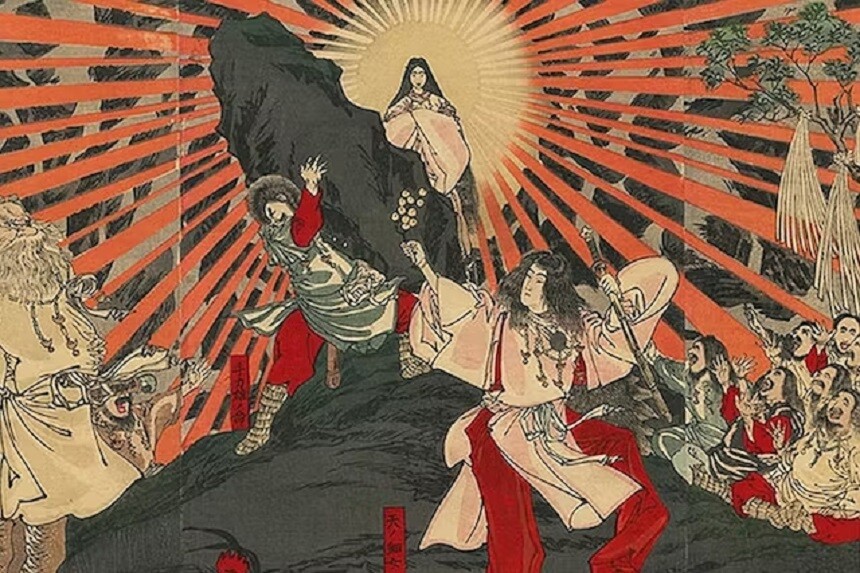 Amaterasu — traditional depiction of the Japanese sun goddess. Source: mythopedia.com