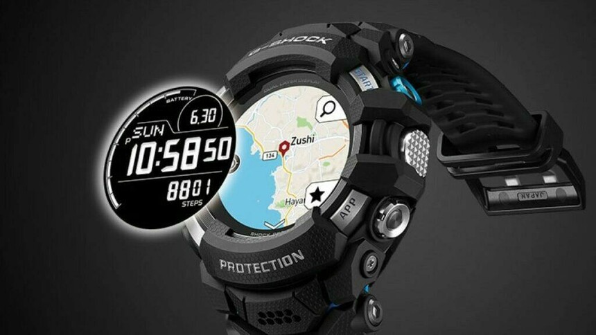 Základní monochromatický displej se u G-Shock standardně používá, ale pod ním je ukrytý ještě LCD displej hrající barvami.