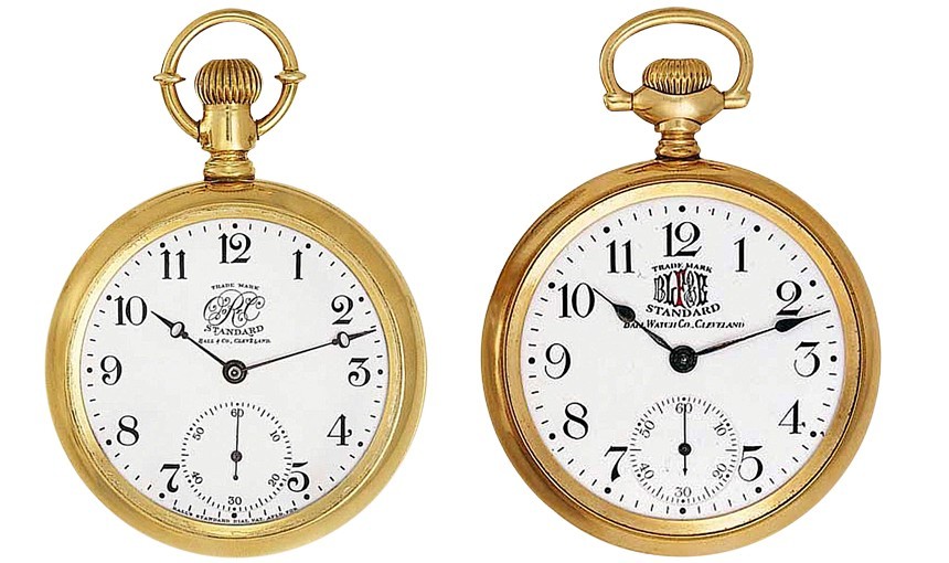 Hodinky Ball & Co. (cca 1983) a distribuované hodinky s pečetí BALL Watch Co. (cca 1922).