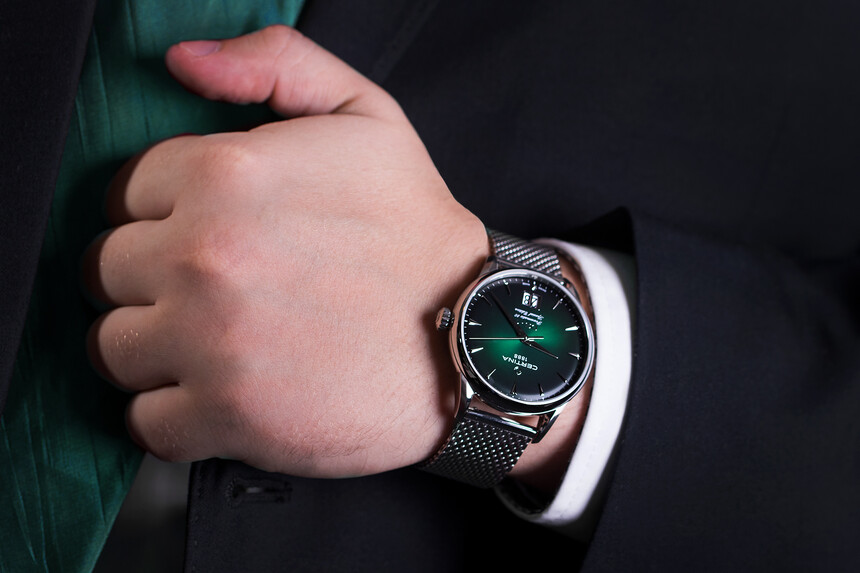 A great choice: Still very elegant, and the colored dial matches the tie.