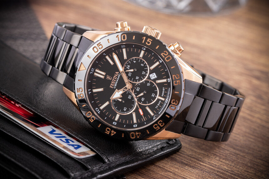 Festina Ceramic with a black case and steel bracelet.