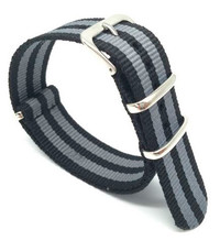 Nato strap nylon black-grey R7