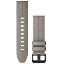 Leather strap Garmin 20mm (for Garmin Fenix 8/7S/6S (43mm), etc.), grey, QuickFit, 010-12876-00