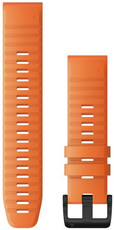 Strap Garmin QuickFit 22mm, silicone, orange, black clasp (Fenix 7/6/5, Epix 2 aj.)