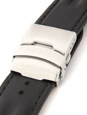 Men's leather black strap with black stitching for watches W-052-A1