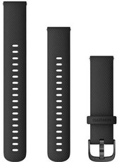 Garmin Strap Quick Release 18mm, Silicone, Black, Black Clasp (+ elongated part) for Venu 2S, Vívoactive 4S, Vívomove 3S