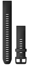 Strap Garmin QuickFit 20mm, silicone, black, black clasp (Fenix 7S/6S/5S)