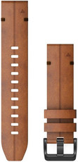 Strap Garmin QuickFit 22mm, leather, brown, black clasp (Fenix 7/6/5, Epix 2 aj.)