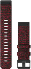 Strap Garmin QuickFit 22mm, nylon, red, black clasp (Fenix 7/6/5, Epix 2 aj.)
