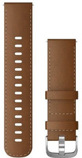 Strap Garmin Quick Release 22mm, leather, brown, silver clasp (Venu, Forerunner 255, Vívoactive 4 aj.)
