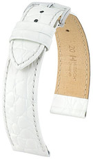 White leather strap Hirsch Crocograin M 12302800-2 (Calfskin)