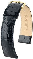Black leather strap Hirsch Crocograin M 12302850-1 (Calfskin)
