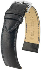 Black leather strap Hirsch Merino L 01206050-2 (Sheep leather)