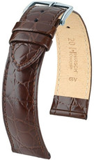 Dark brown leather strap Hirsch Crocograin L 12322810-2 (Calfskin)