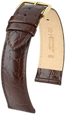 Dark brown leather strap Hirsch Crocograin M 12302810-1 (Calfskin)