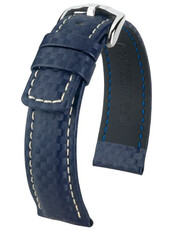 Dark blue leather strap Hirsch Carbon L 02592080-2 (Calfskin)