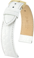 White leather strap Hirsch Crocograin M 12302800-1 (Calfskin)