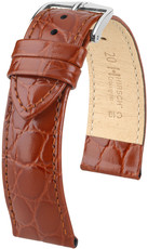 Brown leather strap Hirsch Crocograin L 12322870-2 (Calfskin)