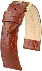 Brown leather strap Hirsch Crocograin M 12302870-1 (Calfskin)