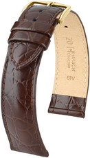 Dark brown leather strap Hirsch Crocograin L 12322810-1 (Calfskin)