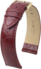 Burgundy leather strap Hirsch Crocograin M 12302860-1 (Calfskin)