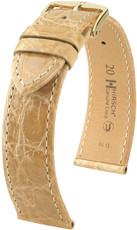 Beige leather strap Hirsch Genuine Croco M 18900890-1 (Crocodile leather) Hirsch selection