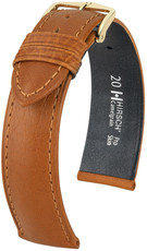 Leather strap Hirsch Camelgrain M 10200910OE-1, brown, calfskin, open end (for fixed spring bars), length M, Quick Release