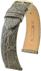 Grey leather strap Hirsch Genuine Croco M 18900830-1 (Crocodile leather) Hirsch selection