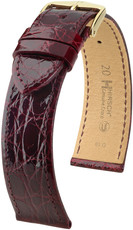Burgundy leather strap Hirsch Genuine Croco M 18900860-1 (Crocodile leather) Hirsch selection