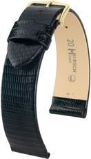 Black leather strap Hirsch Lizard M 01766150-1 (Lizard leather)