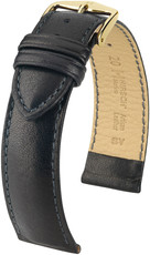 Black leather strap Hirsch Merino L 01206050-1 (Sheep leather)