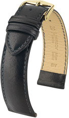 Black leather strap Hirsch Merino M 01206150-1 (Sheep leather)