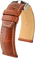 Brown leather strap Hirsch Tritone L 08607078-2 (Alligator leather)