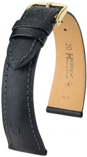 Black leather strap Hirsch Massai Ostrich L 04262050-1 (Ostrich leather) Hirsch Selection