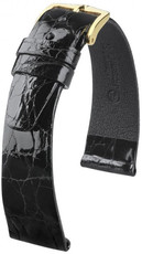 Black leather strap Hirsch Prestige L 02208050-1 (Crocodile leather)
