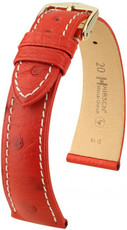 Red leather strap Hirsch Massai Ostrich L 04262021-1 (Ostrich leather) Hirsch Selection