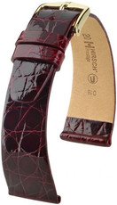 Burgundy leather strap Hirsch Prestige L 02208060-1 (Crocodile leather) Hirsch Selection