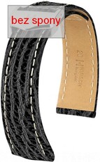 Black leather strap Hirsch Navigator 07005450-0 (Shark leather) Hirsch Selection