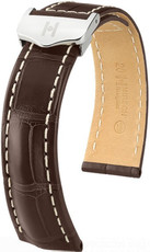 Dark brown leather strap Hirsch Navigator 07007417-2 (Alligator leather) Hirsch Selection