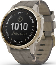 Garmin Fenix 6S PRO Solar, LightGold/Suede Band (MAP/Music) (+ spare silicone strap)