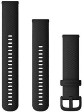 Silicone strap Garmin 20mm (for Venu, Venu Sq, Venu 2 plus etc.), black V1, Quick Release + extended part, 010-13021-03