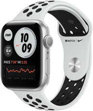 Apple Watch Nike Series 6 GPS, 44mm, Silver Aluminium Case with Pure Platinum/Black Nike Sport Band