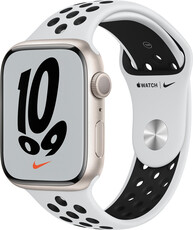 Apple Watch Nike Series 7 GPS, 45mm, Starlight Aluminium Case with Pure Platinum/Black Nike Sport Band