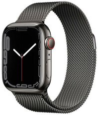 Apple Watch Series 7 GPS + Cellular, 41mm, Graphite Stainless Steel Case with Graphite Milanese Loop