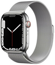 Apple Watch Series 7 GPS + Cellular, 45mm, Silver Aluminium Case with Milanese Band
