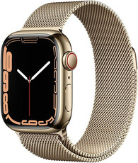 Apple Watch Series 7 GPS + Cellular, 41 mm Gold Stainless Steel Case with Gold Milanese Loop