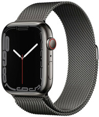 Apple Watch Series 7 GPS + Cellular, 45 mm Graphite Stainless Steel Case with Graphite Milanese Loop